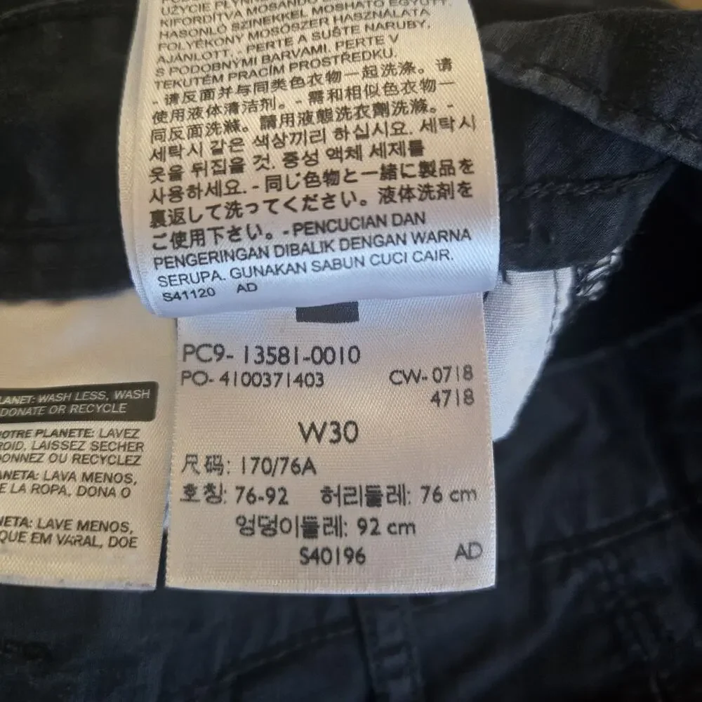 Levi Strauss &‎ Co Shorts Mens 30 Black Cargo Multi Pocket Workwear Cotton Faded